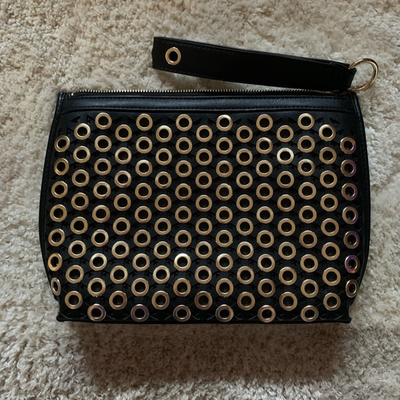 Like new SAM EDELMAN Funky Clutch Handbag Purse!  Black and gold! - Picture 1 of 10